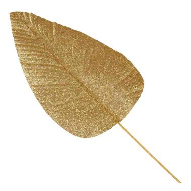 Fiore Natale Foglia Glitter Oro cm.38 |M2 Store