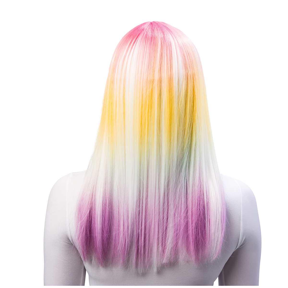 Parrucca Bianca Sfumata Rosa Liscia con Frangia |Orlob