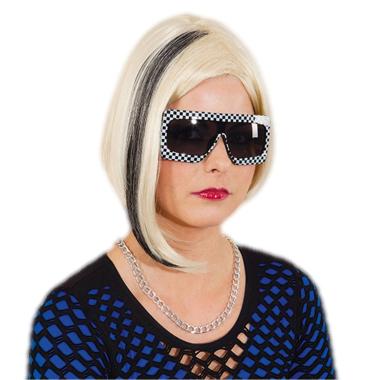 Parrucca Bionda Caschetto Liscia con Ciocca Nera |Orlob