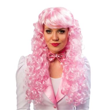Parrucca Rosa Chiaro Riccia con Frangia |Orlob