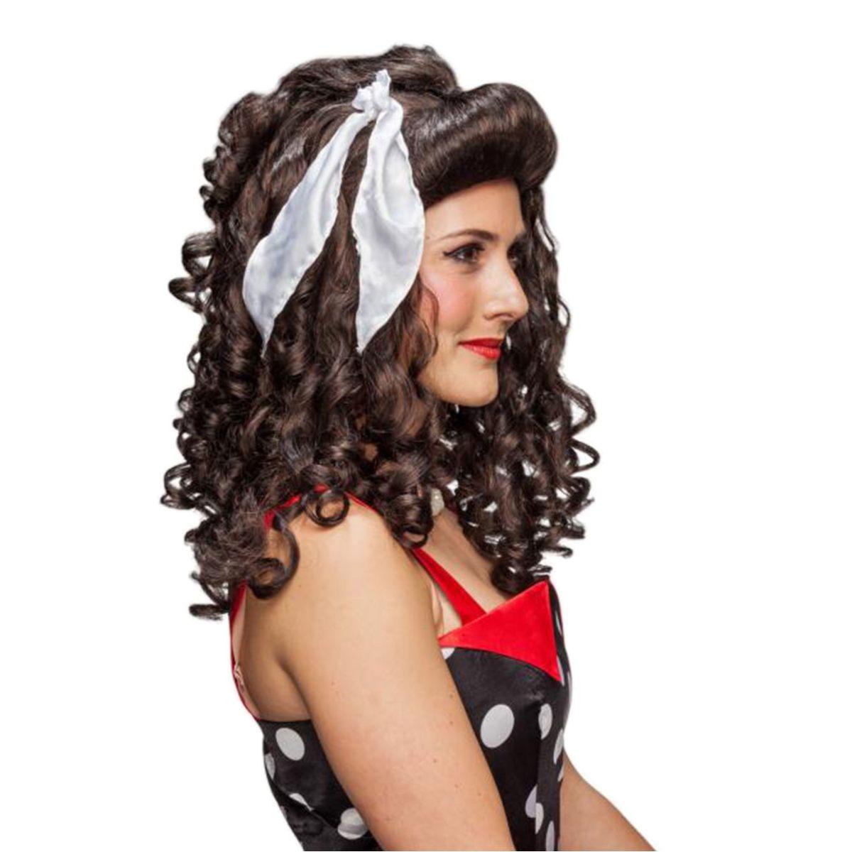 Parrucca Castana Riccia con Fiocco Bianco |Orlob