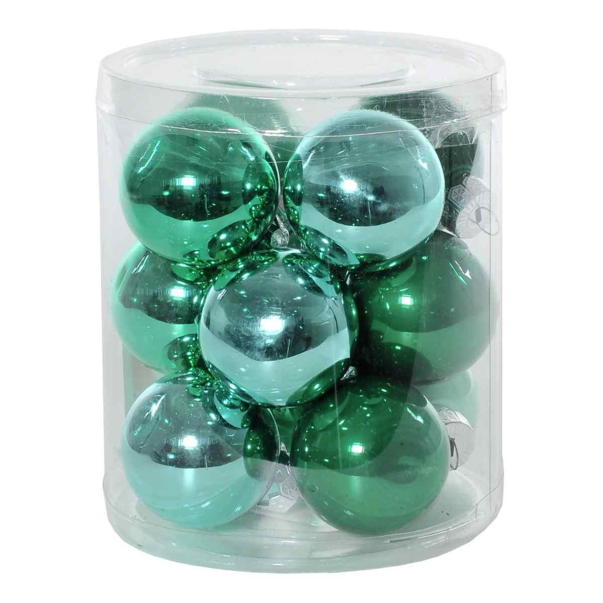 Pallina Natale Vetro cm.4 Verde Satinate Lucide Set pz.12 |Flora