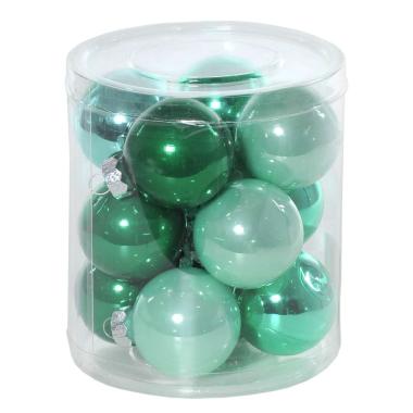 Pallina Natale Vetro cm.4 Verde Satinate Lucide Set pz.12 |Flora