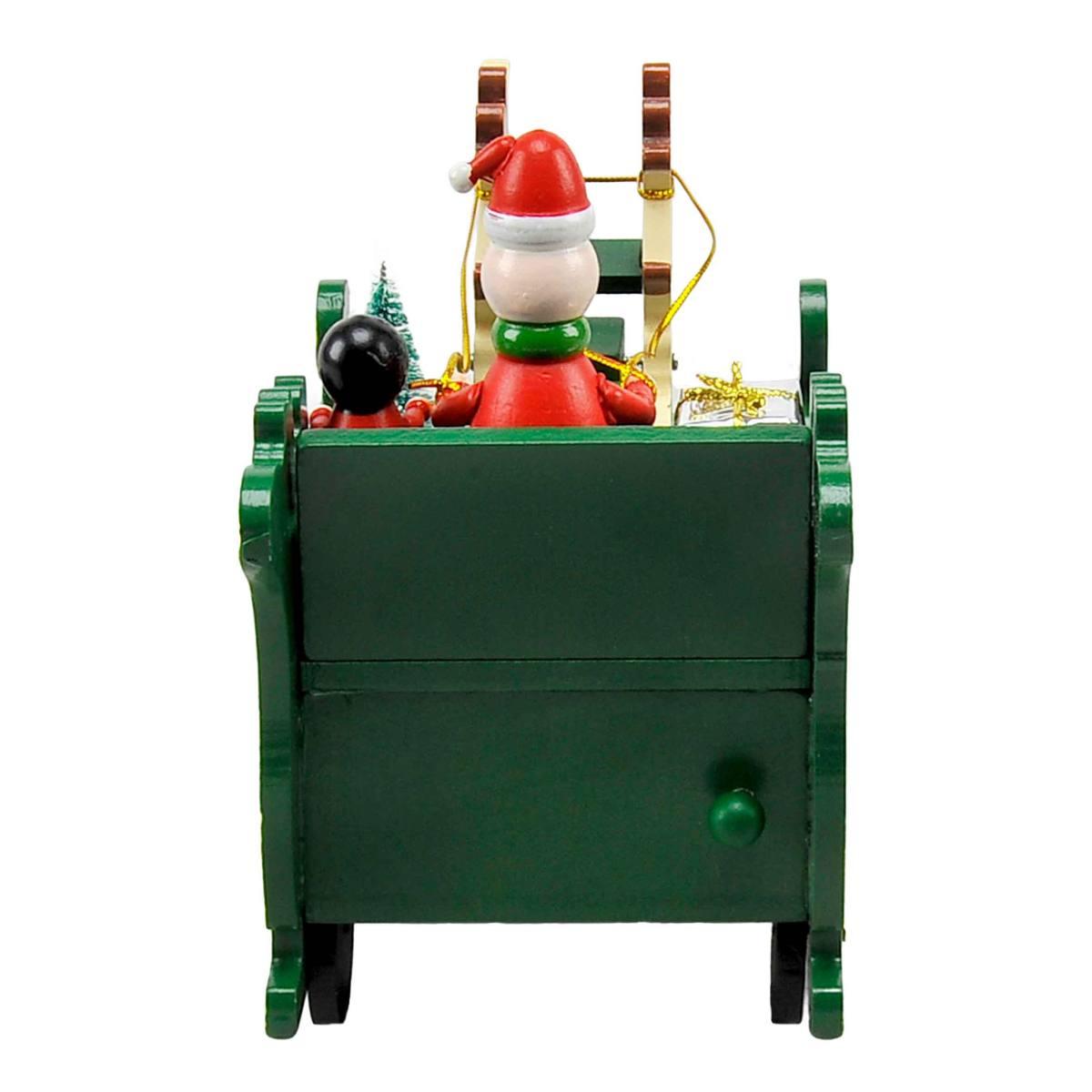 Carillon Natale Babbo con Slitta Legno cm.19x9,5xh17 |M2 Store