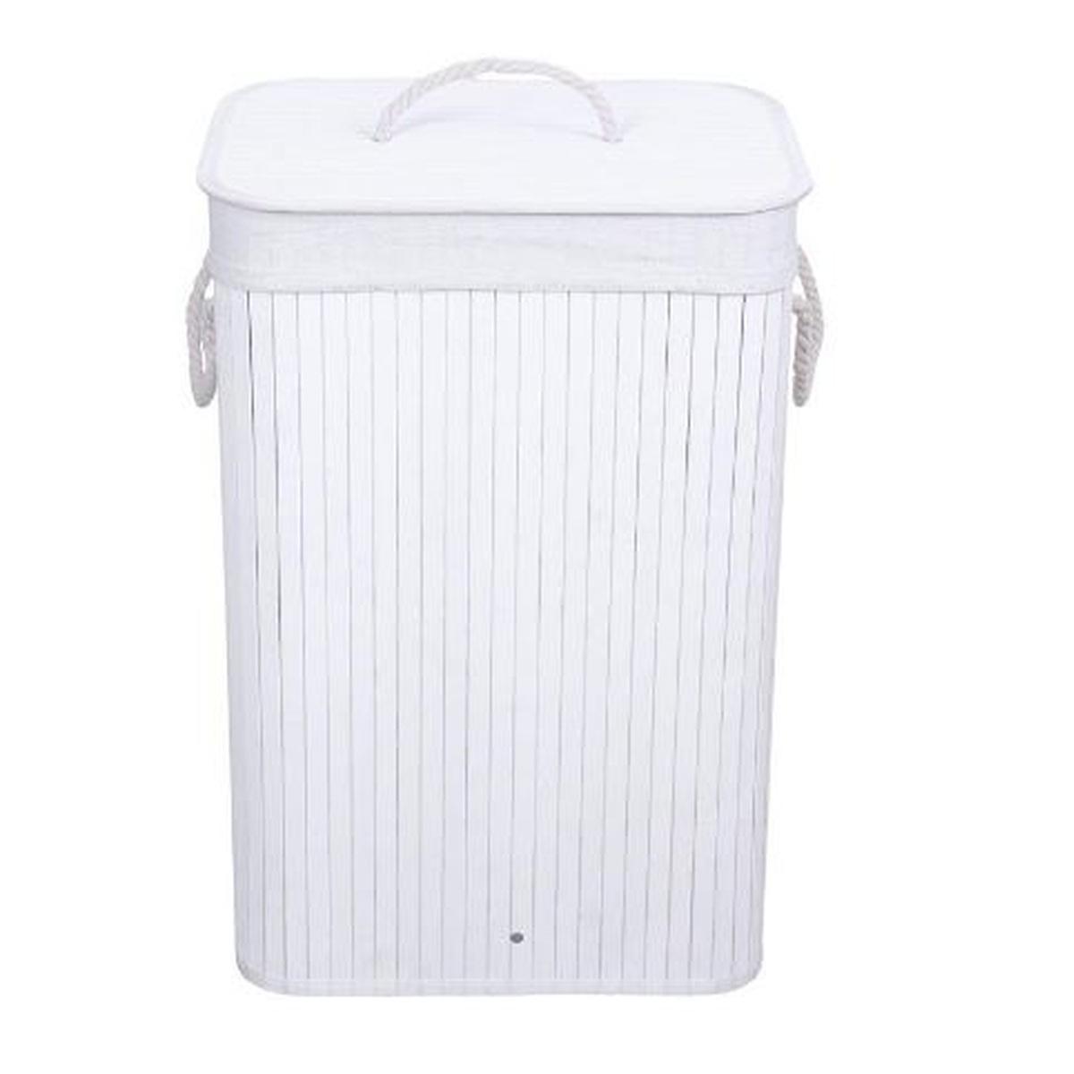 Cesto Bamboo Portabiancheria Bianco cm.40x30x60 | Dimo