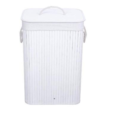 Cesto Bamboo Portabiancheria Bianco cm.40x30x60 | Dimo