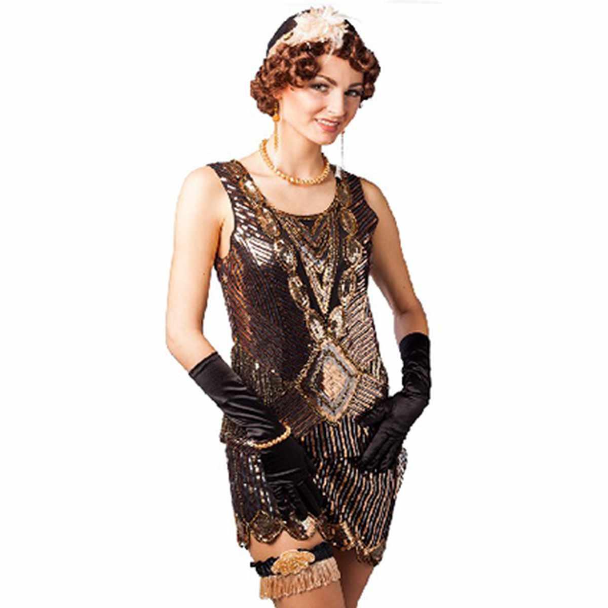 Charleston Anni '20 con Copricapo Collana Bracciale Giarrettiera e Orecchini |Orlob