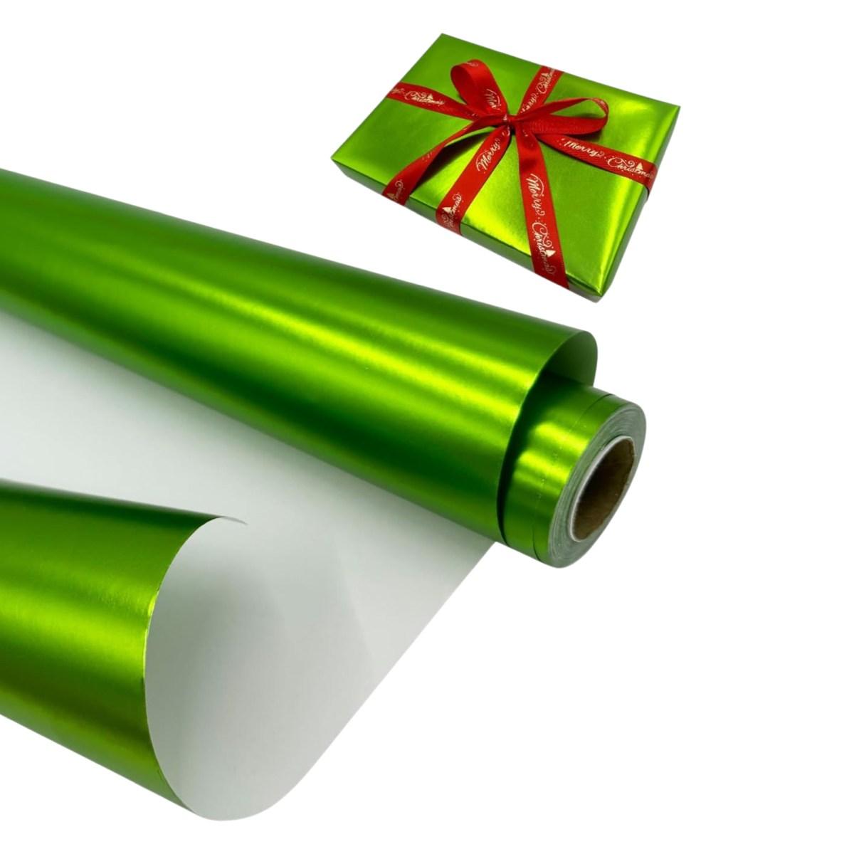 Carta Regalo Natale cm.70x150 Rotolo Verde Metal |Papà Noel