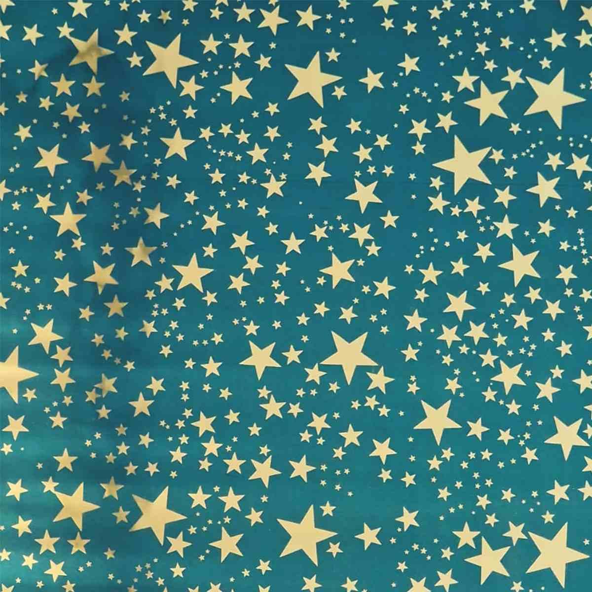 Carta Cielo Blu Oro Lucido Metallizzato con Stelle cm.70x100 | Papa Noel