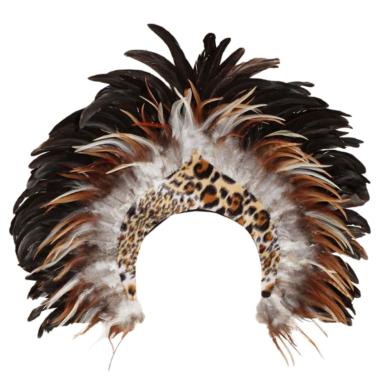 Copricapo Jungla Maculato con Piume Beige |Orlob