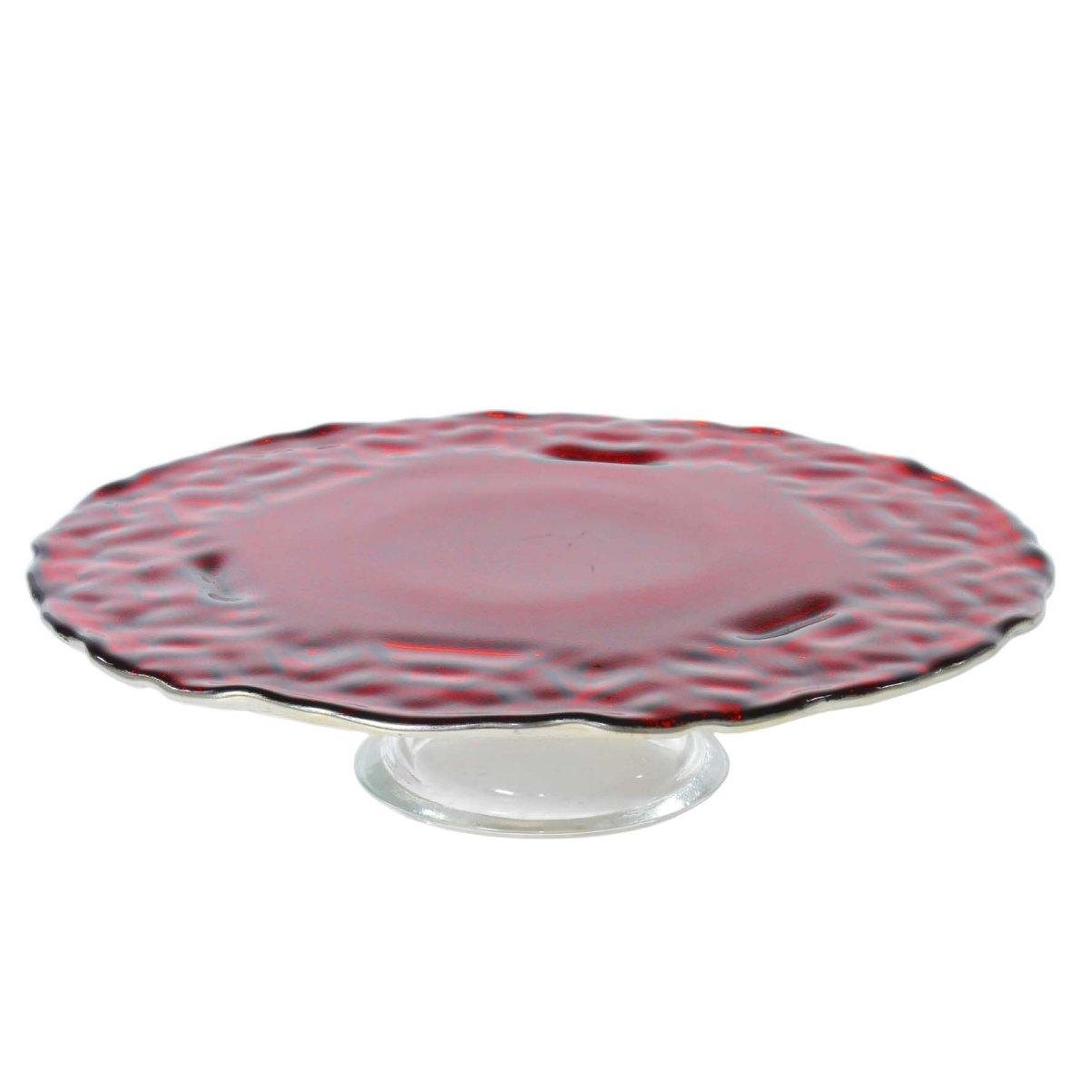 Centrotavola Alzata Vetro cm.26x6 Rosso con Fiocco Neve | M2 Store