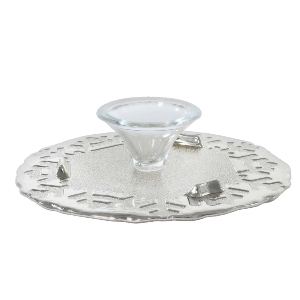 Centrotavola Alzata Vetro cm.26x6 Rosso con Fiocco Neve | M2 Store