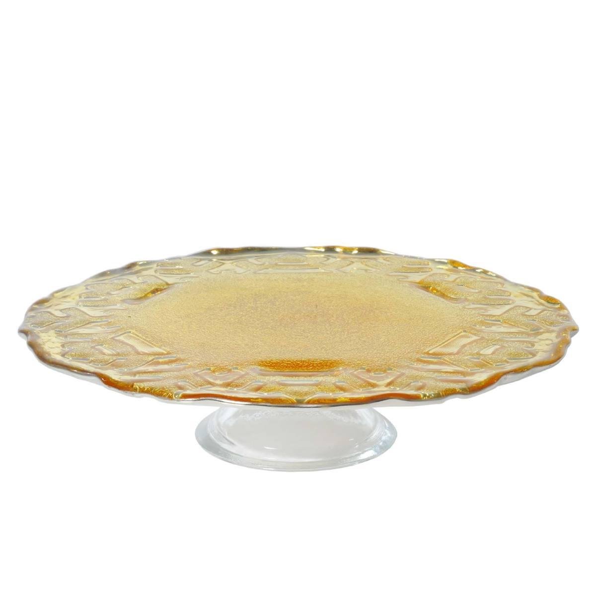 Centrotavola Alzata Vetro cm.26x6 Oro con Fiocco Neve | M2 Store