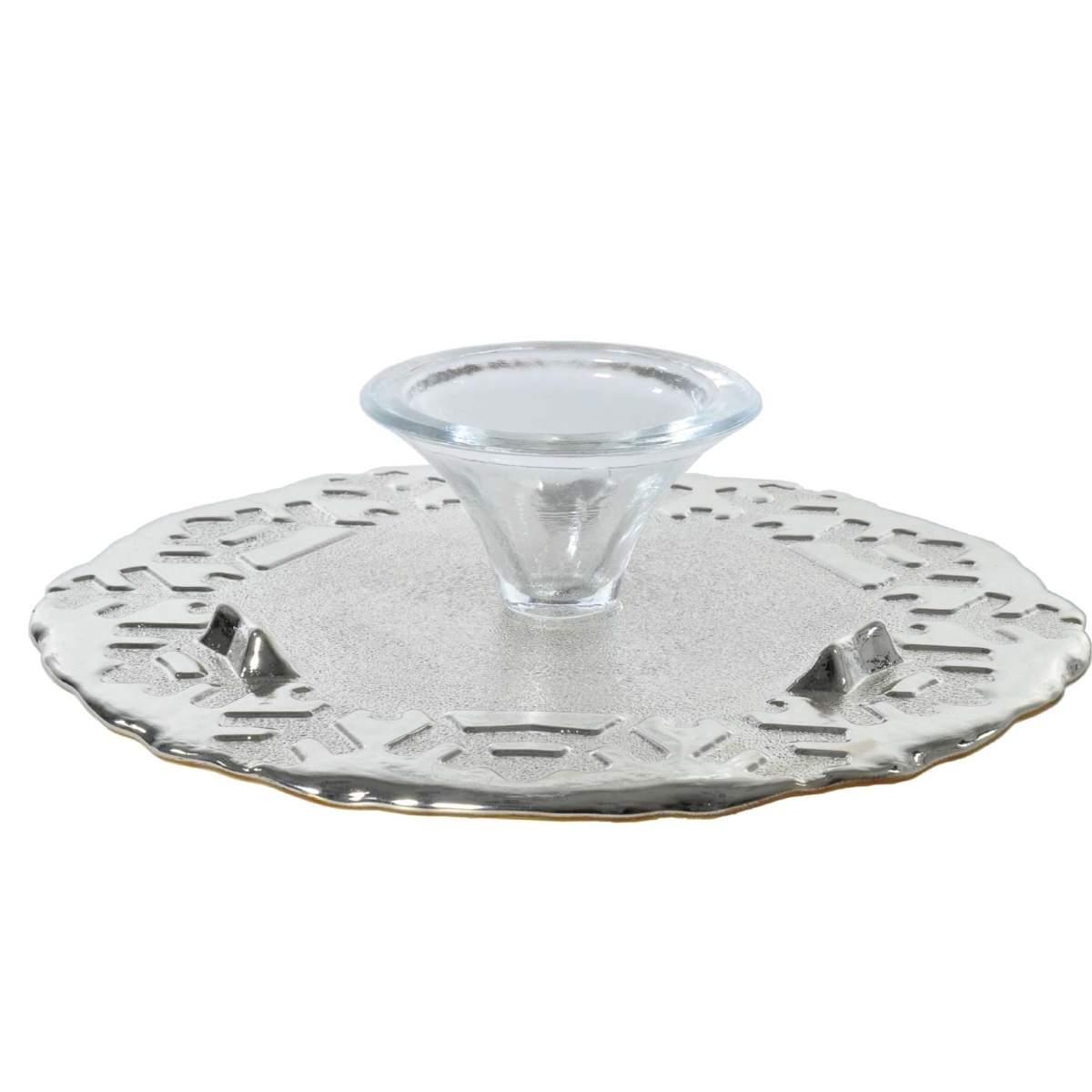 Centrotavola Alzata Vetro cm.26x6 Oro con Fiocco Neve | M2 Store