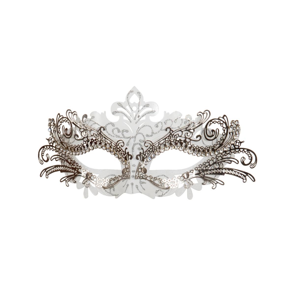 Maschera Viso Metallo Veneziana Bianca Argento |Orlob