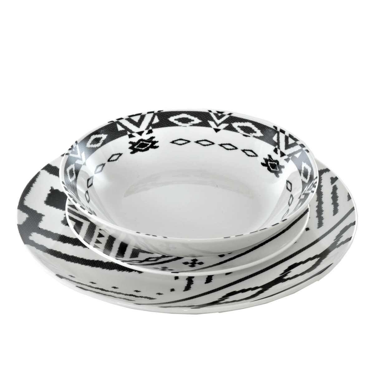 Piatti Servizio Tavola Set pz.18 Porcellana Fade Black White | Fade