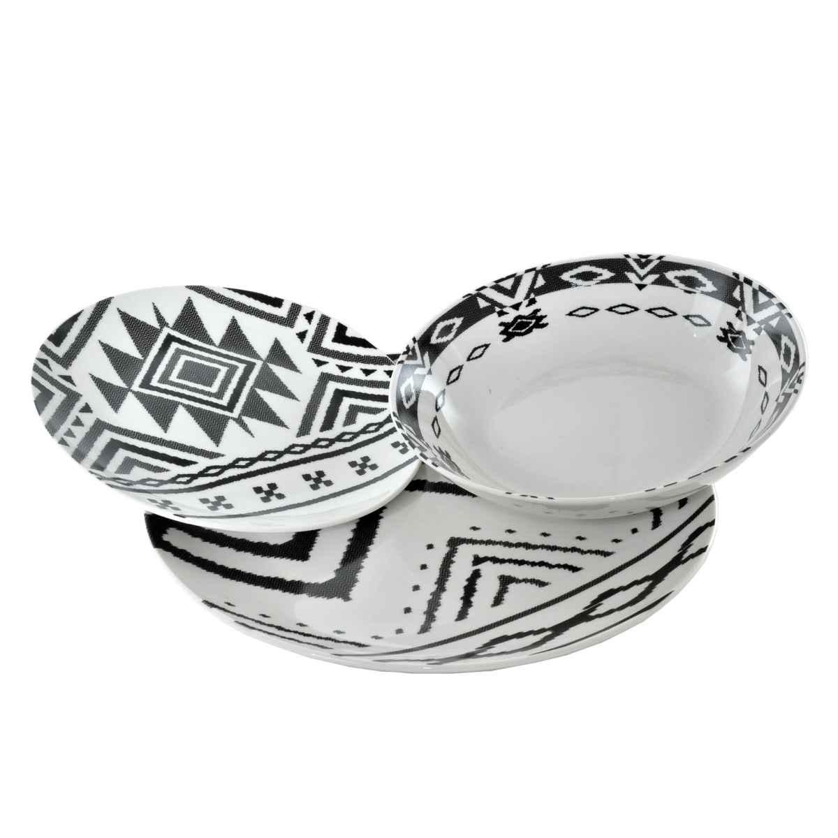 Piatti Servizio Tavola Set pz.18 Porcellana Fade Black White | Fade