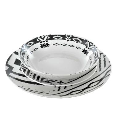 Piatti Servizio Tavola Set pz.18 Porcellana Fade Black White | Fade