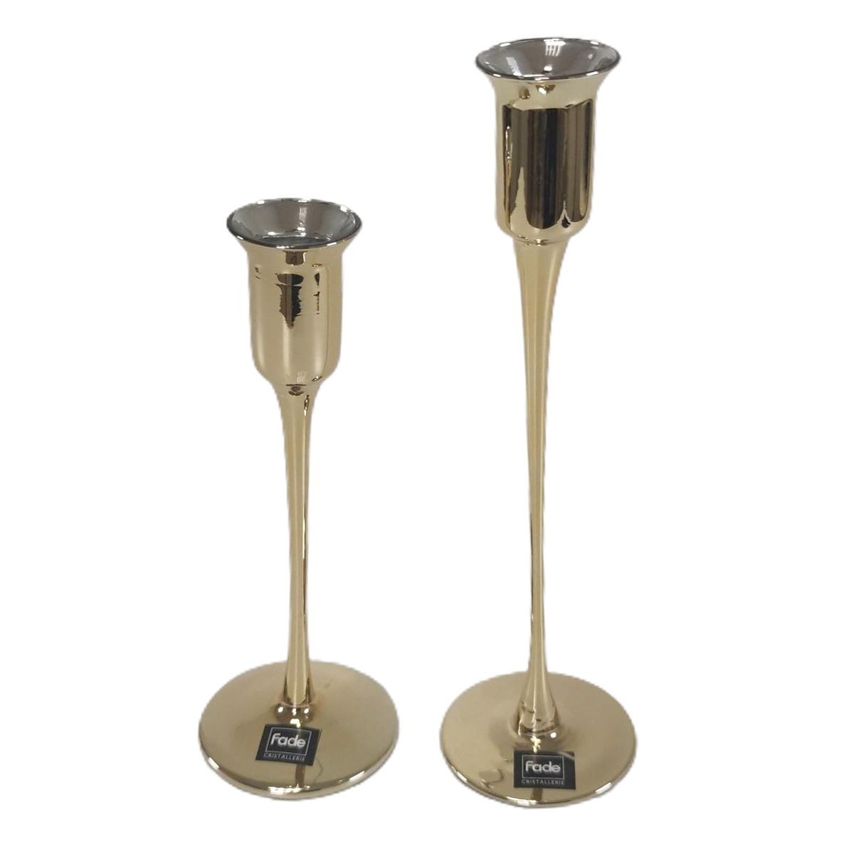 Candeliere con 1 Posto Candela Vetro Oro Set pz.2 |Fade