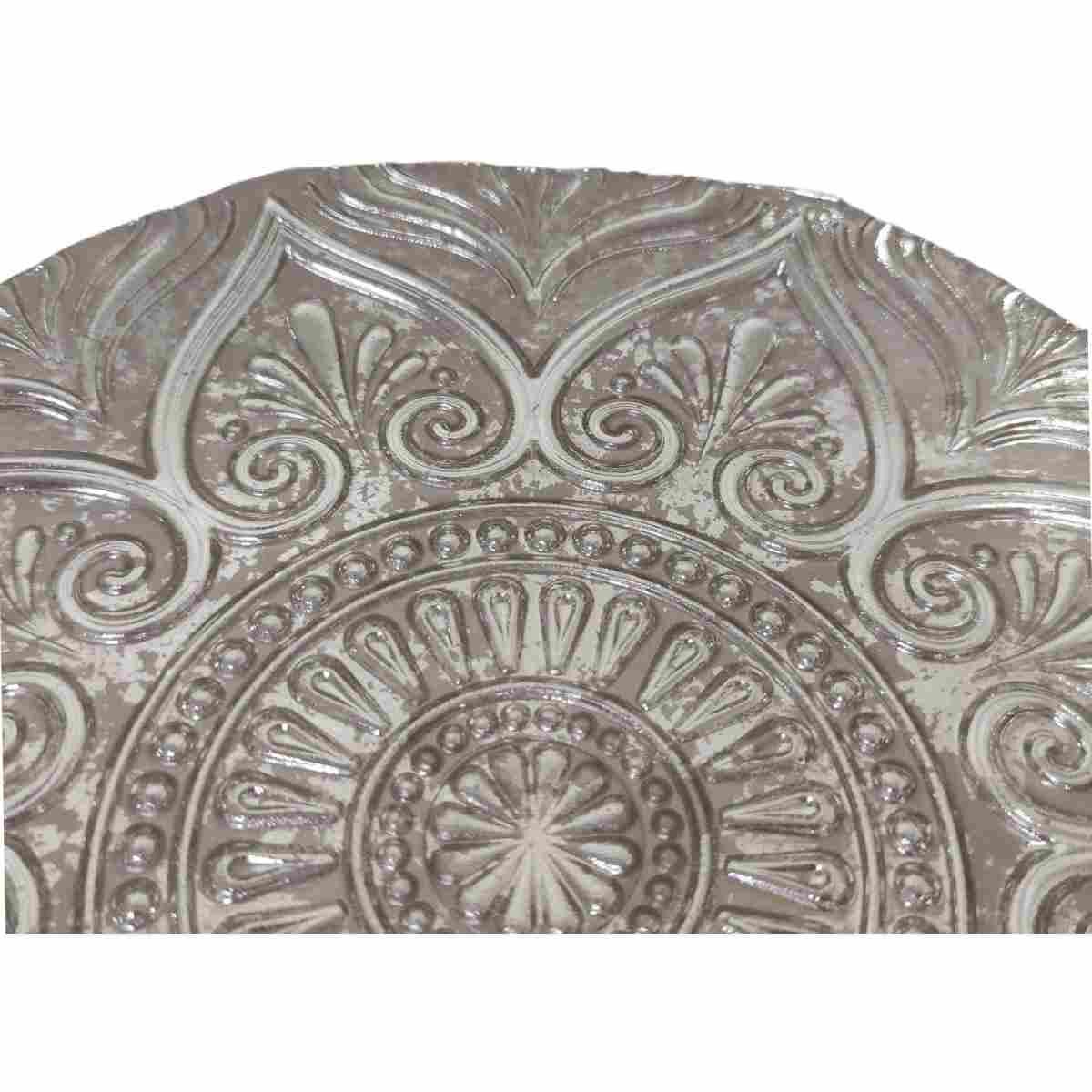 Centrotavola Piatto Vetro Ritz Argento cm.33 |Fade