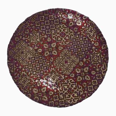 Centrotavola Piatto Vetro hilton Rosso/Oro cm.32 |M2 Store