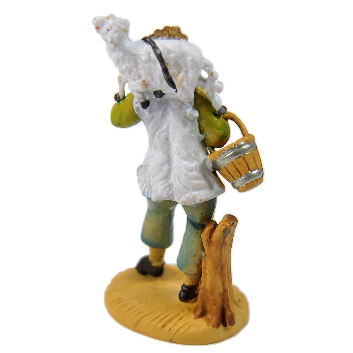 Statua cm.6 Pastore con pecora cm.4x3xH8,5 | Rossi Rosa