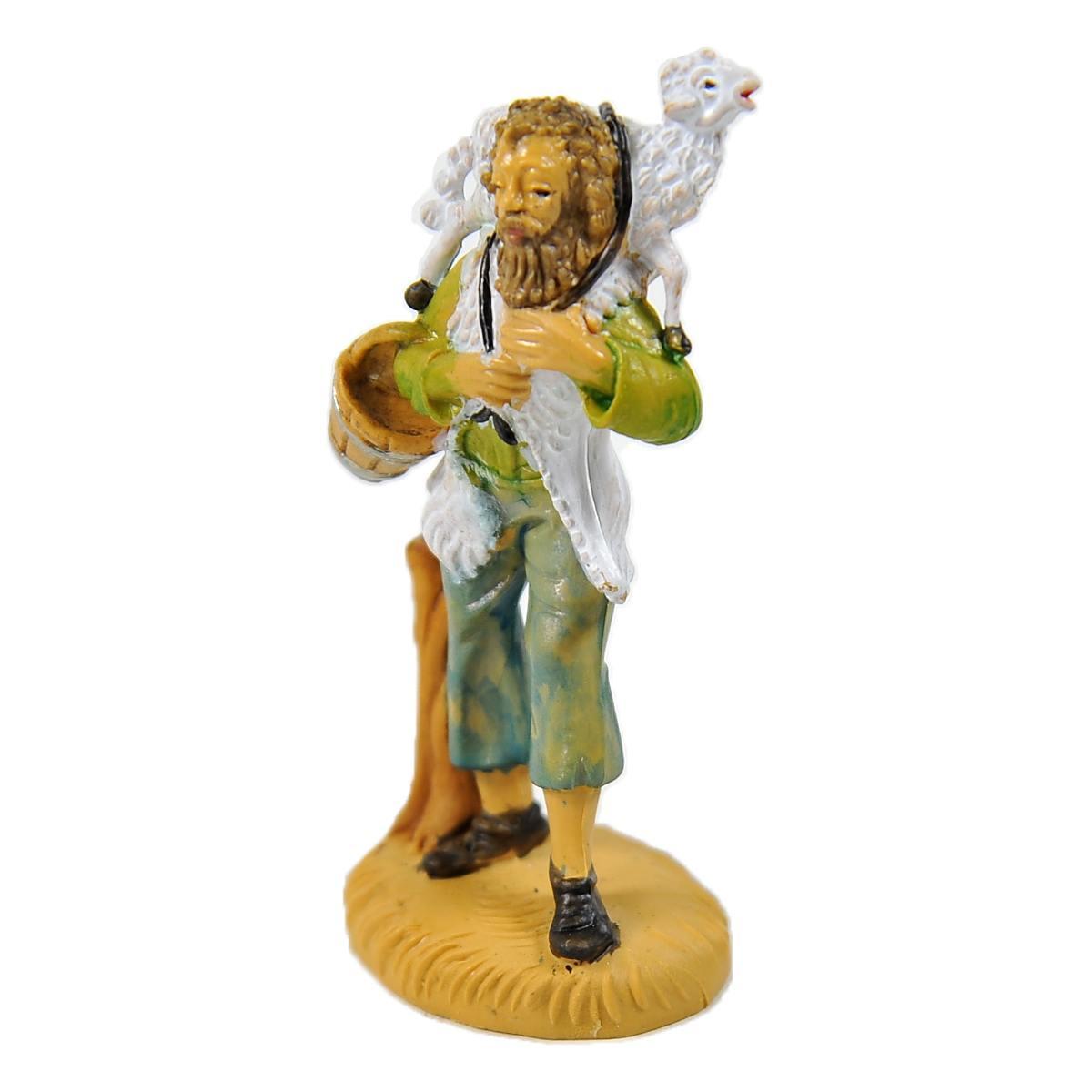 Statua cm.6 Pastore con pecora cm.4x3xH8,5 | Rossi Rosa