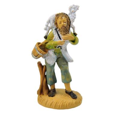 Statua cm.6 Pastore con pecora cm.4x3xH8,5 | Rossi Rosa