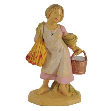 Statua cm.6 Pastorella con Secchio | Rossi Rosa