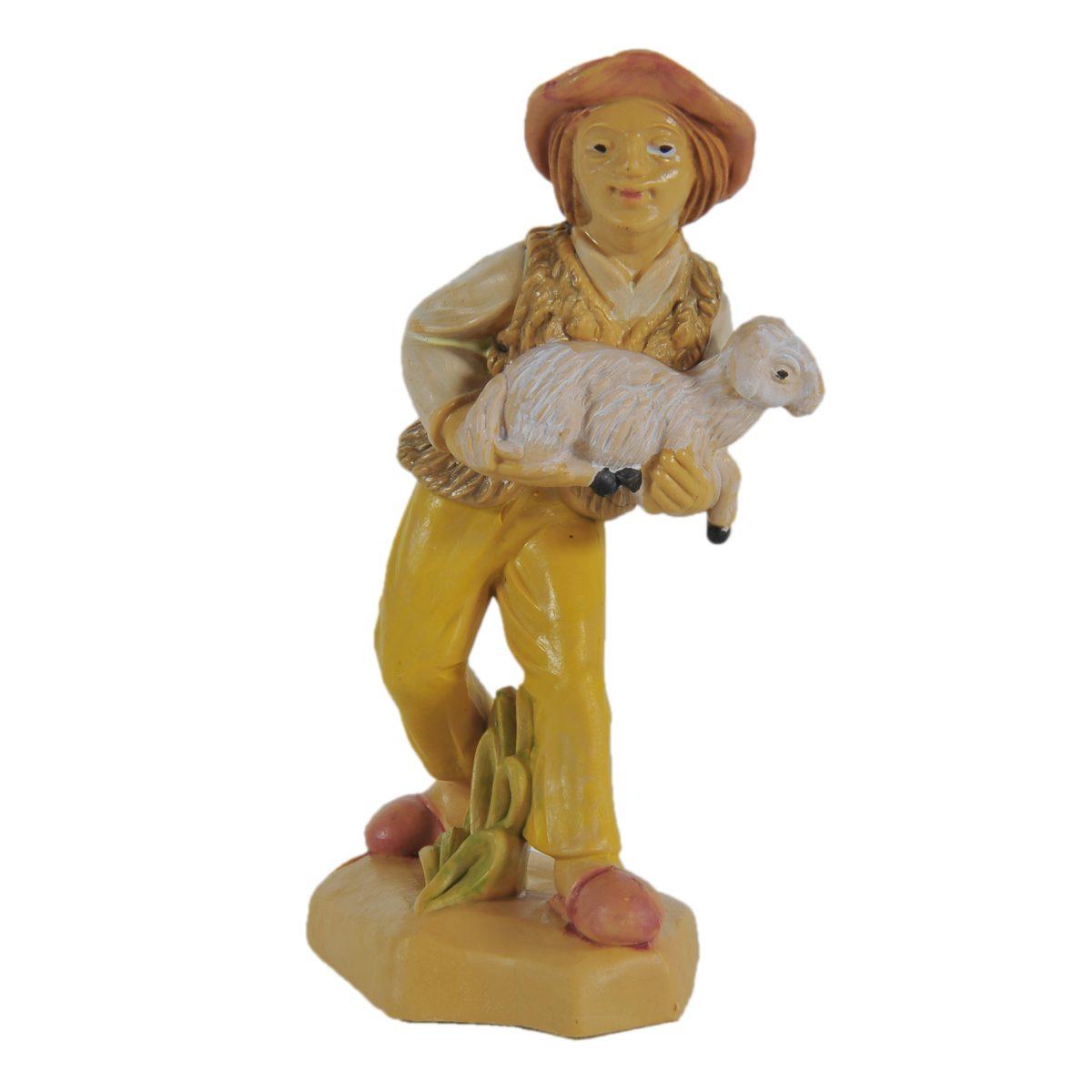 Statua cm.10 Pastore con Pecora | Rossi Rosa