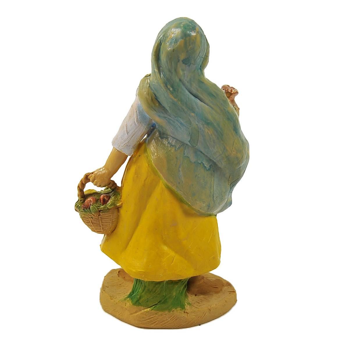 Statua cm.10 Donna con Vaso e Cesta | Rossi Rosa