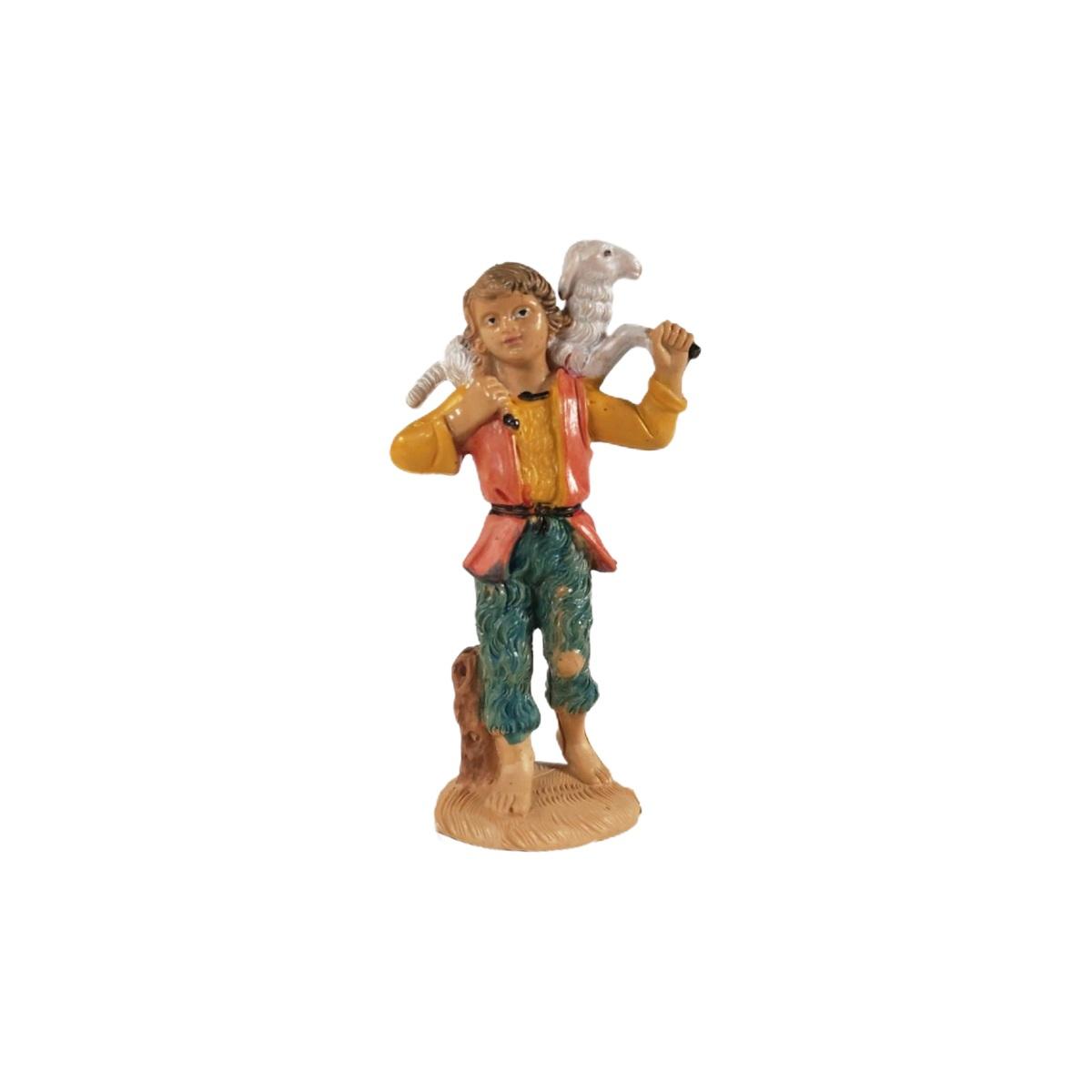 Statua cm.10 Pastore con Pecora sulle Spalle | Rossi Rosa