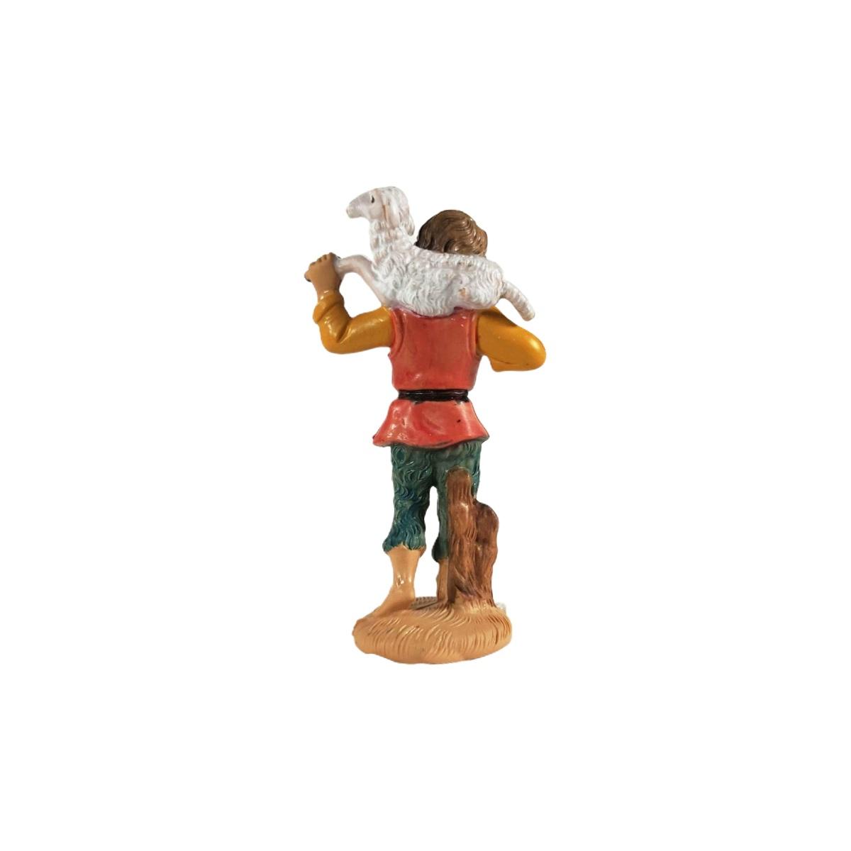 Statua cm.10 Pastore con Pecora sulle Spalle | Rossi Rosa