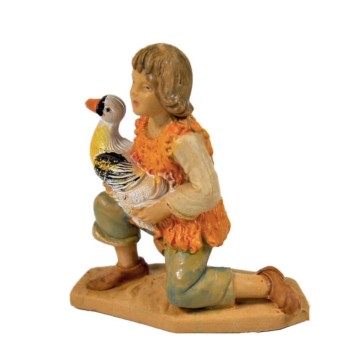 Statua cm.10 Pastorello con Papera | Rossi Rosa