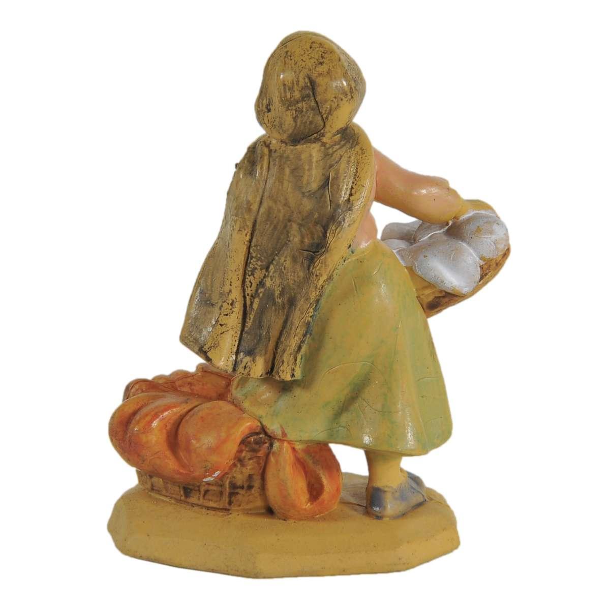 Statua cm.6 Pastorella con Cesta di Panni | Rossi Rosa