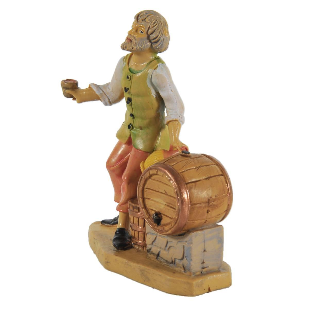 Statua cm.10 Oste con Botte | Rossi Rosa