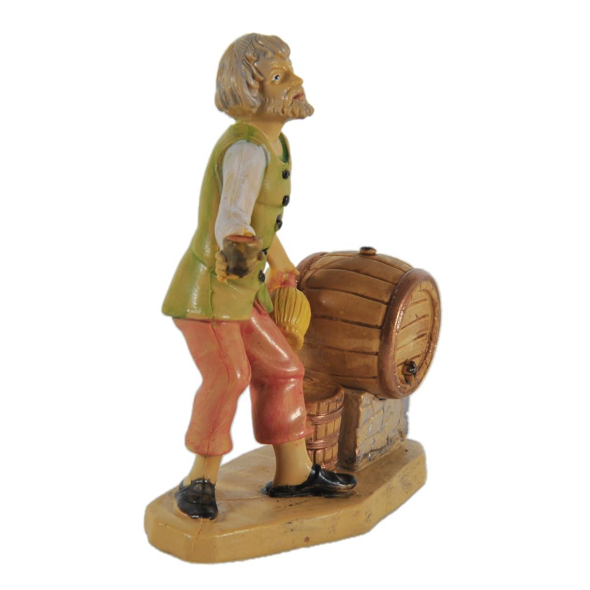 Statua cm.10 Oste con Botte | Rossi Rosa