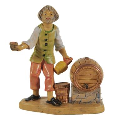 Statua cm.10 Oste con Botte | Rossi Rosa