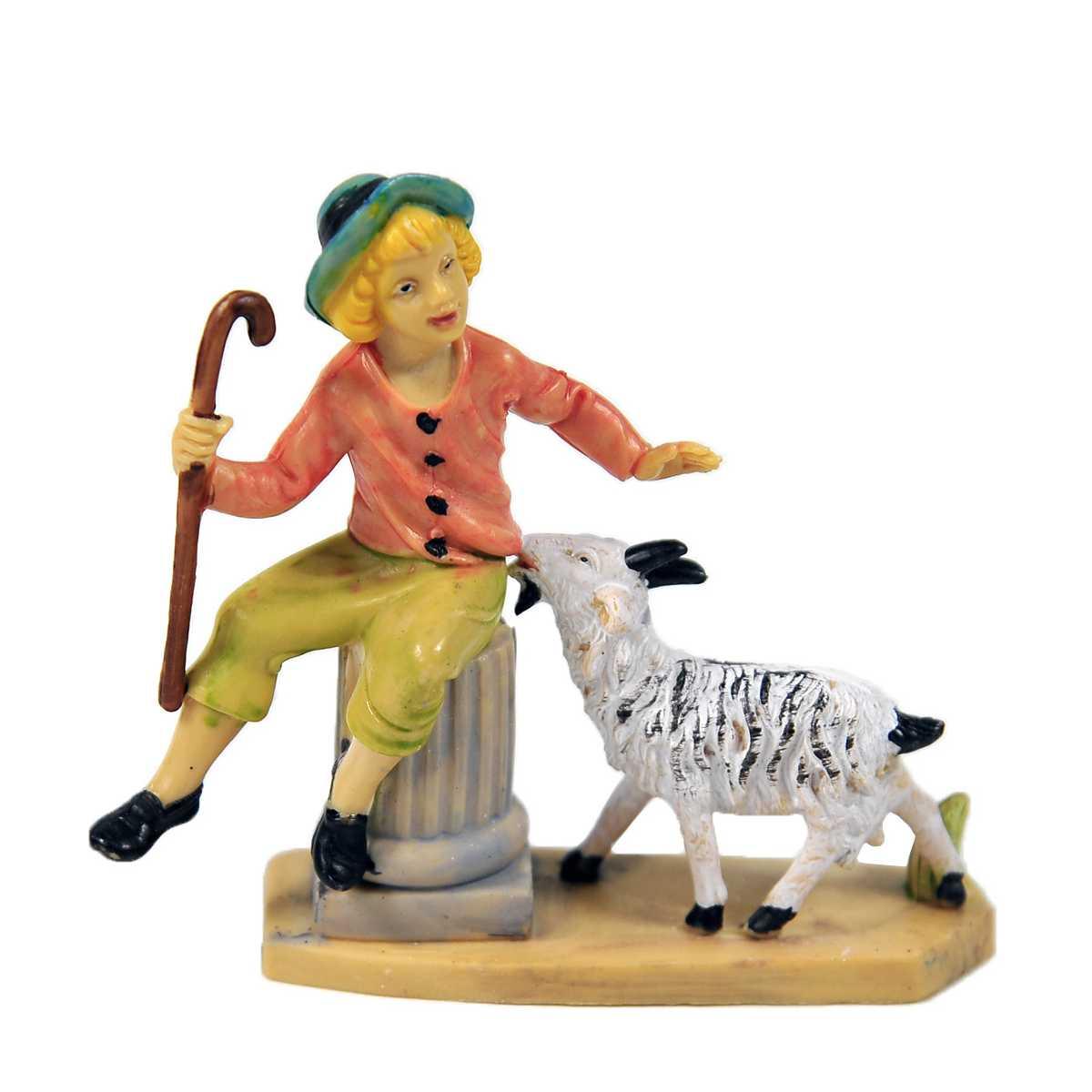 Statua cm.10 Ragazzo con Capretta | Rossi Rosa