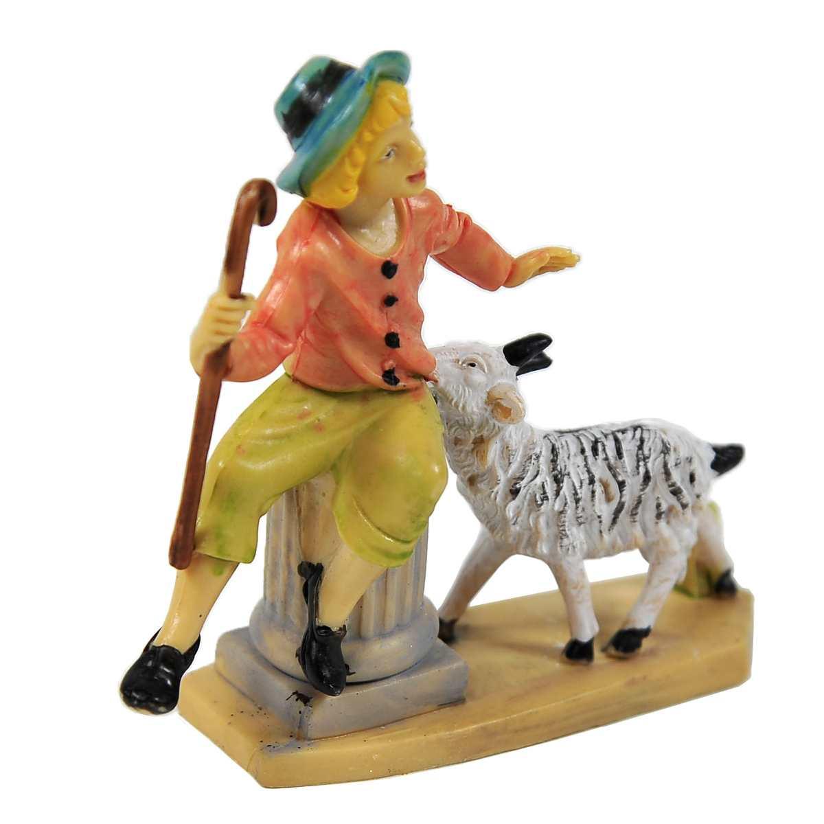 Statua cm.10 Ragazzo con Capretta | Rossi Rosa