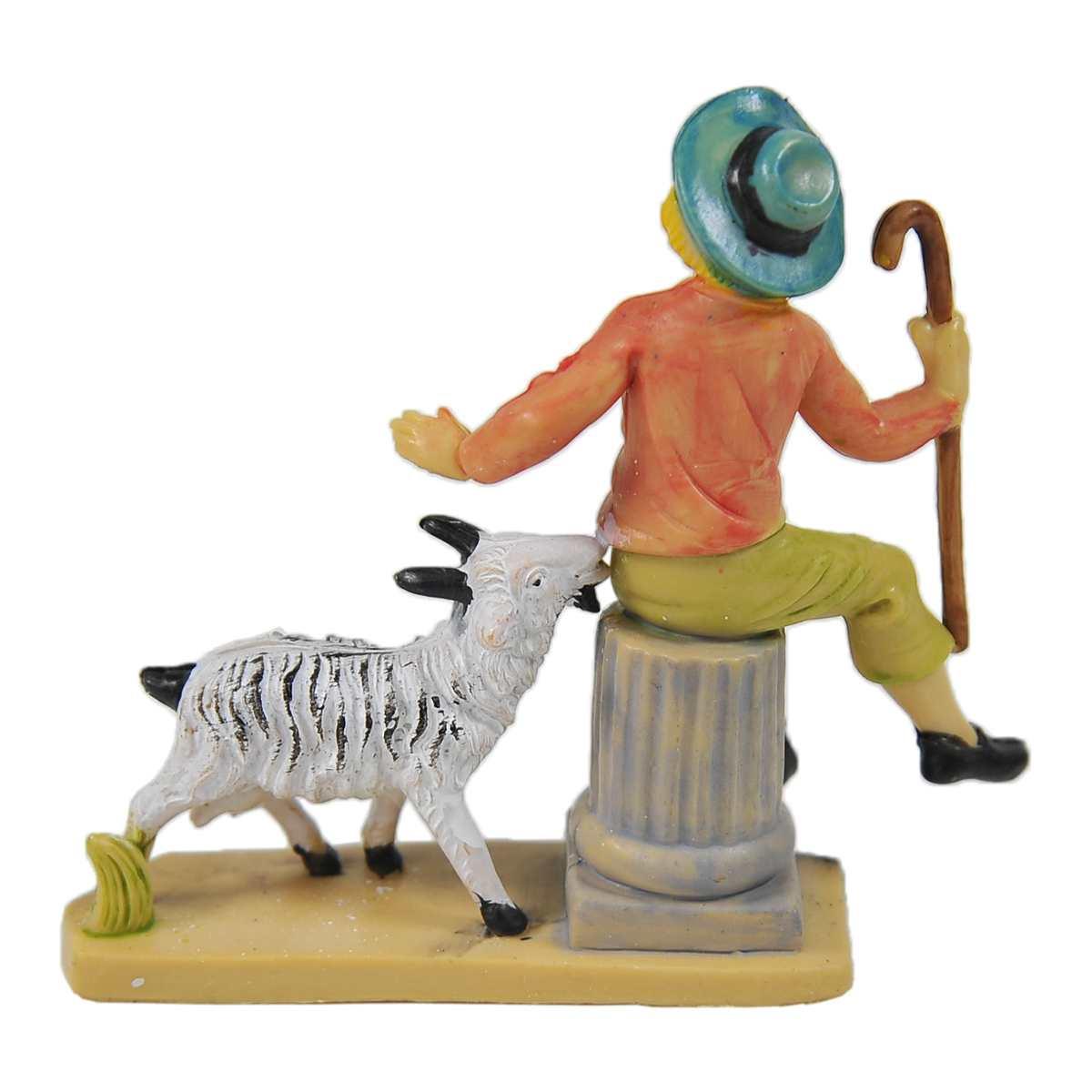 Statua cm.10 Ragazzo con Capretta | Rossi Rosa