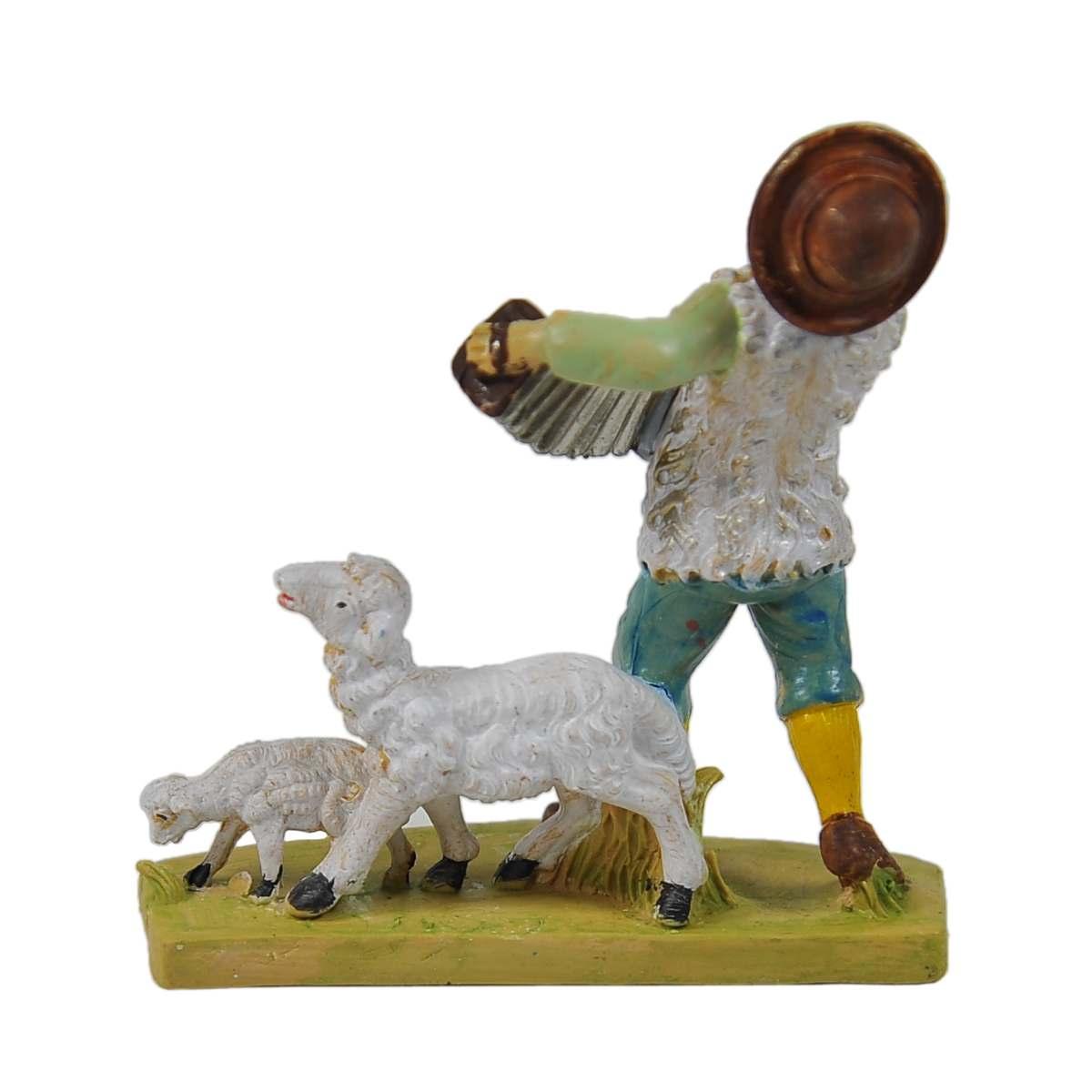 Statua cm.10 Uomo con Fisarmonica | Rossi Rosa