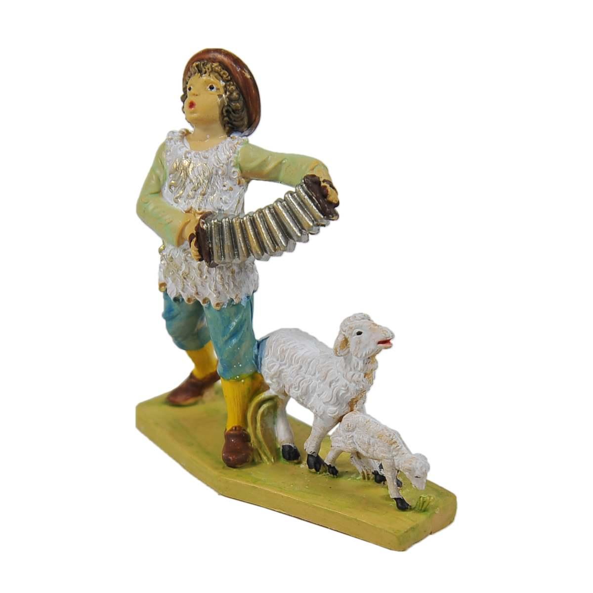 Statua cm.10 Uomo con Fisarmonica | Rossi Rosa