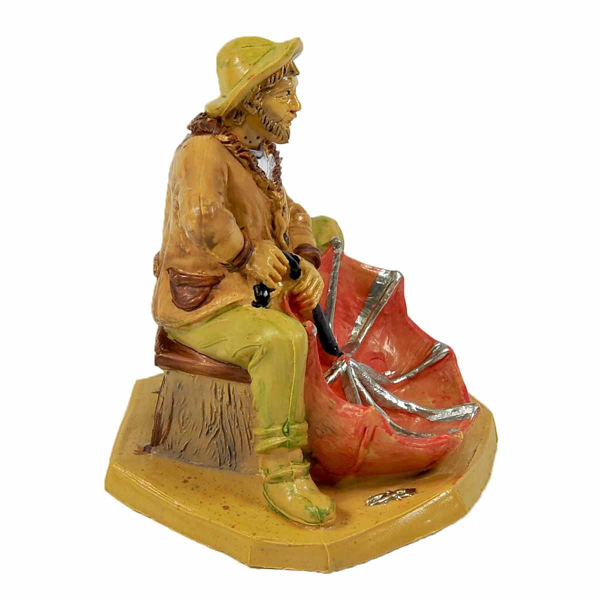 Statua cm.10 Uomo con Ombrello | Rossi Rosa