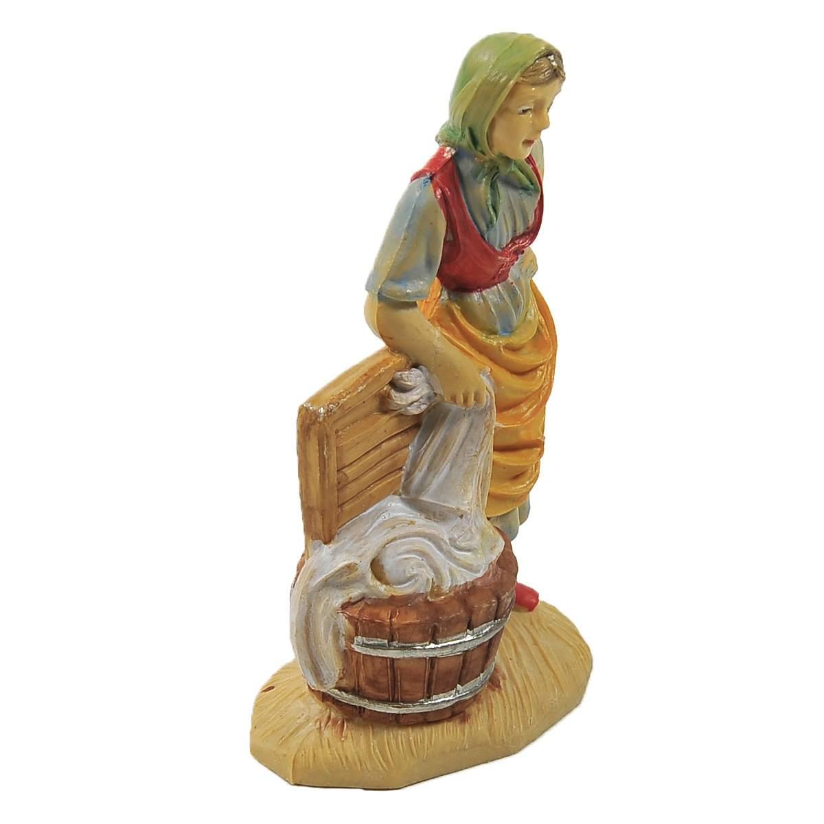 Statua cm.10 Pastorella con Cesta Panni | Rossi Rosa