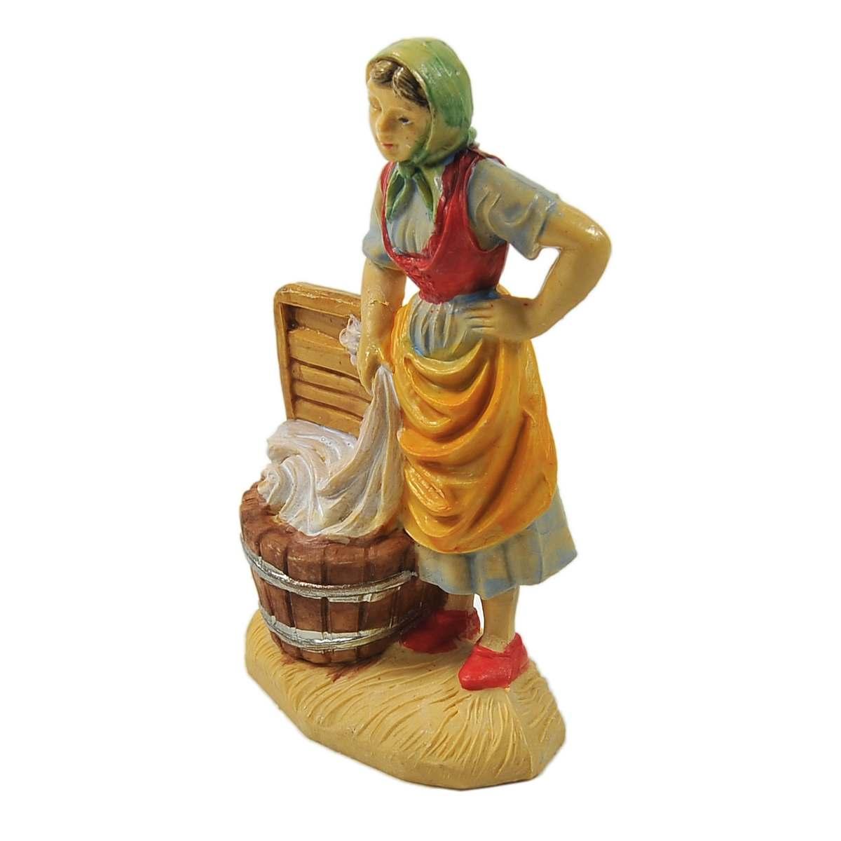 Statua cm.10 Pastorella con Cesta Panni | Rossi Rosa