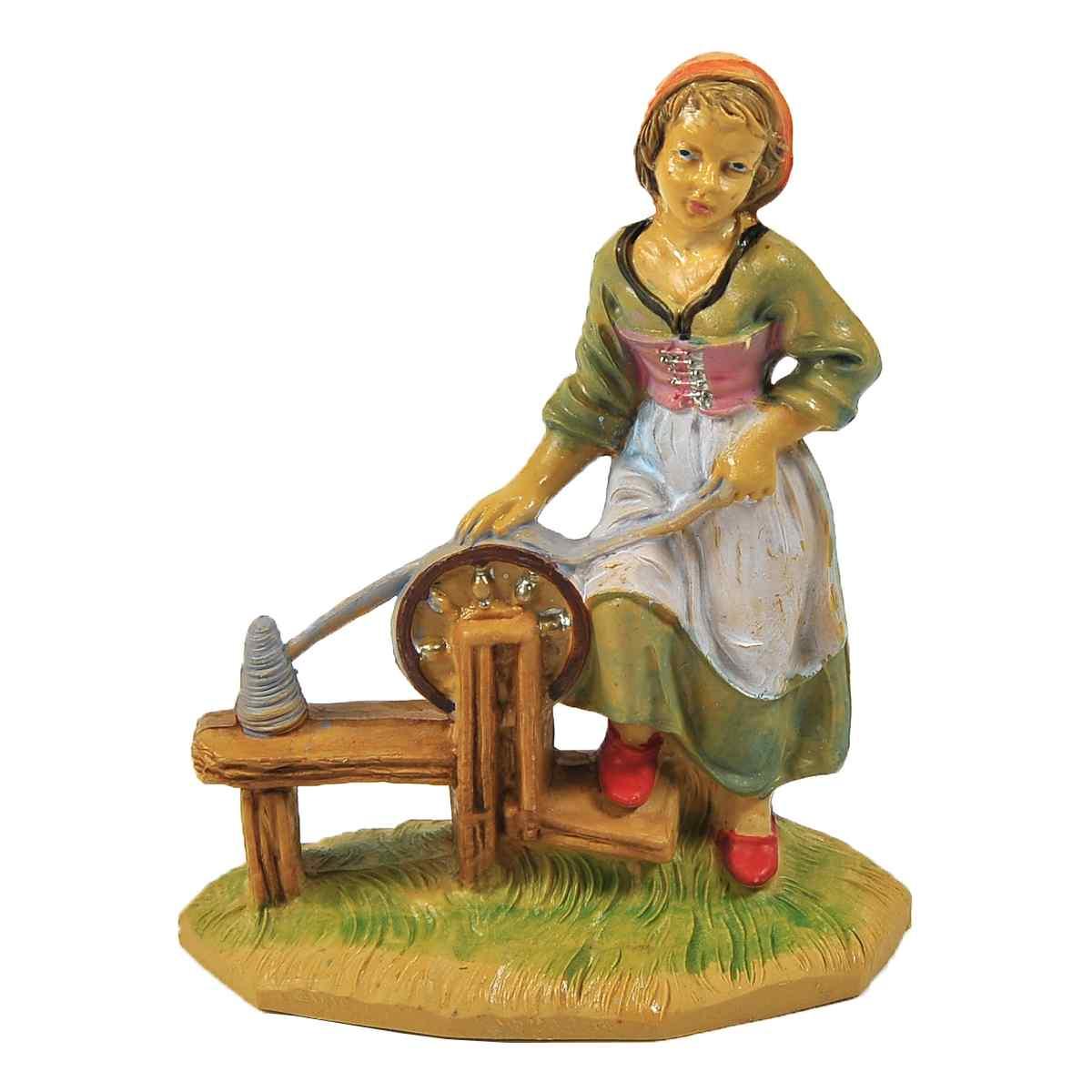 Statua cm.10 Donna Filatrice | Rossi Rosa
