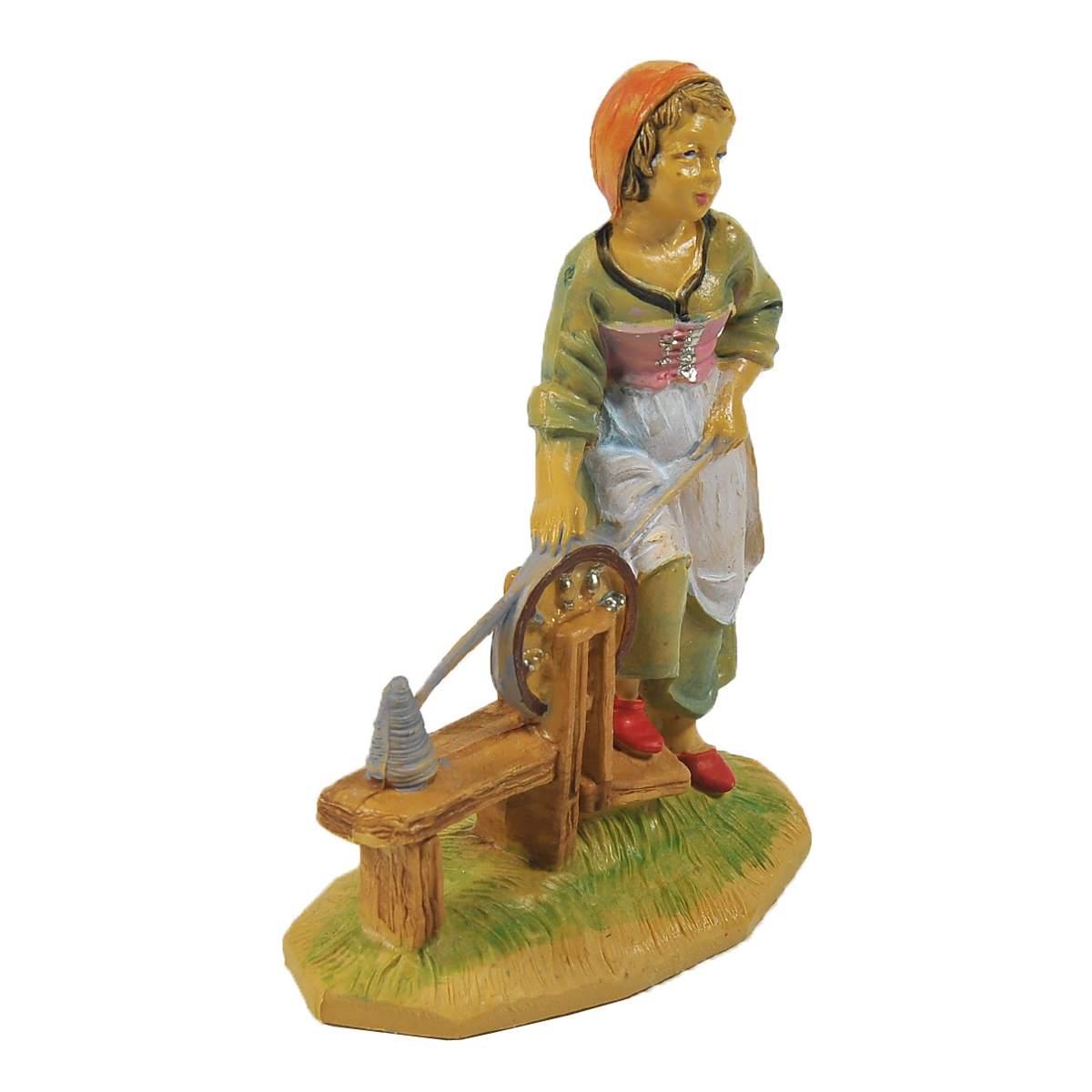 Statua cm.10 Donna Filatrice | Rossi Rosa