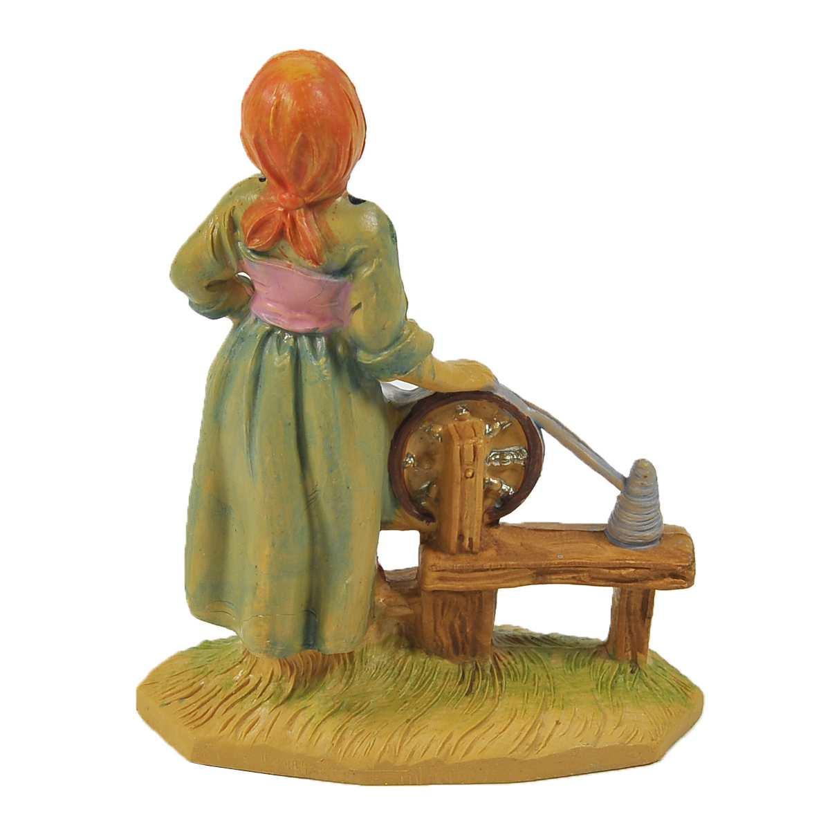 Statua cm.10 Donna Filatrice | Rossi Rosa