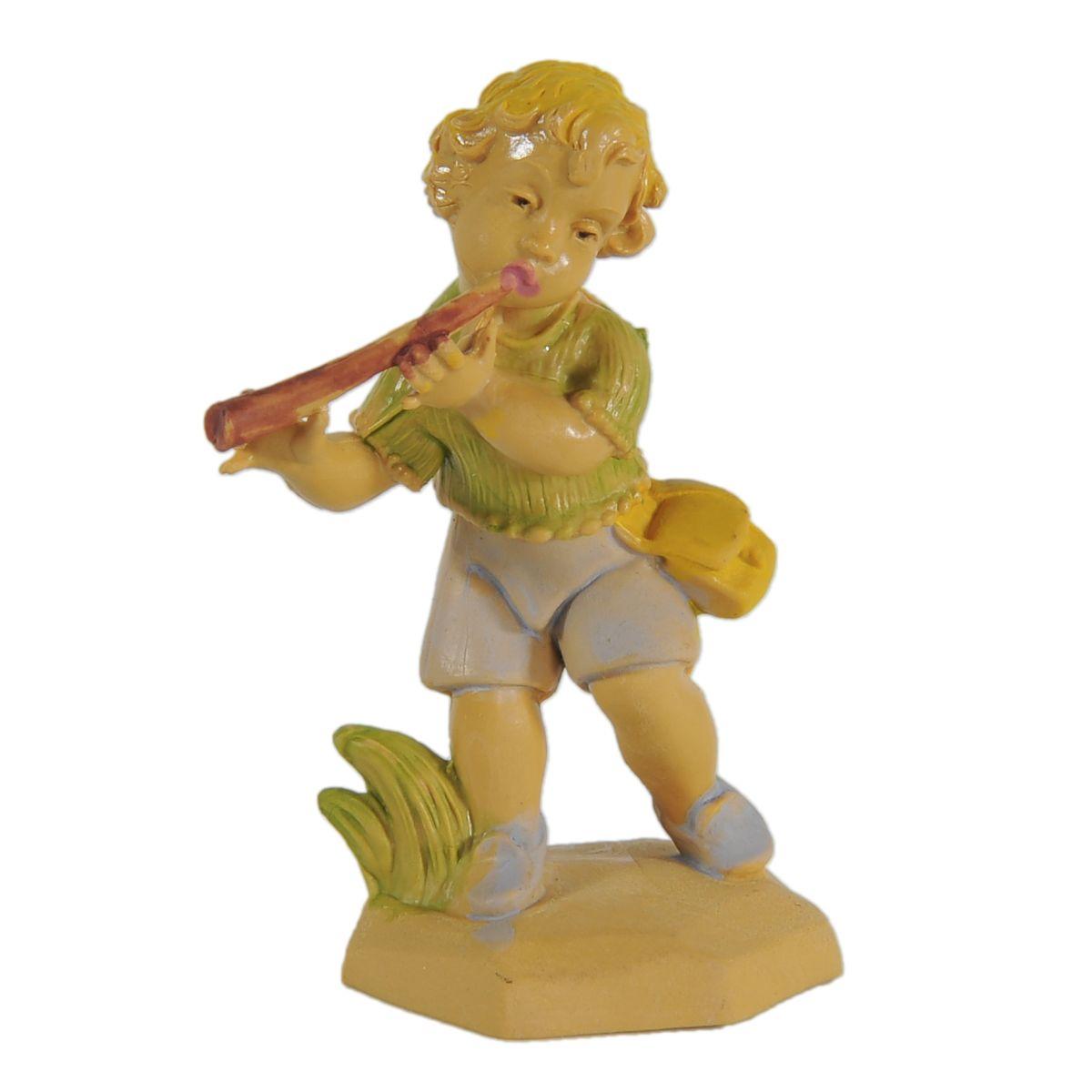 Statua cm.6 Pastorello con Flauto | Rossi Rosa